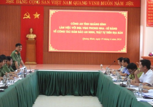 Công an tỉnh Quảng Bình làm việc với BQL VQG Phong Nha – Kẻ Bàng về công tác đảm bảo an ninh, trật tự trên địa bàn