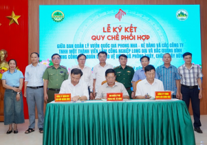 Ban quản lý Vườn quốc gia Phong Nha - Kẻ Bàng tổ chức thành công Hội nghị ký kết Quy chế phối hợp trong công tác quản lý, bảo vệ rừng phòng cháy chữa cháy rừng, bảo vệ đa dạng sinh và môi trường, bảo vệ chủ quyền, an ninh biên giới
